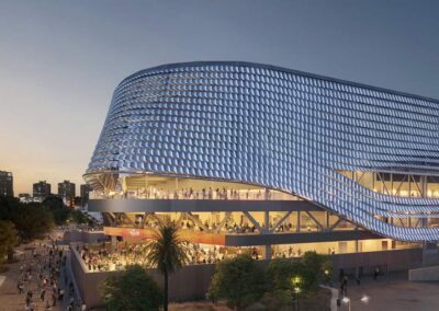 Limpieza con drones fachada del Estadio Roig Arena de Valencia